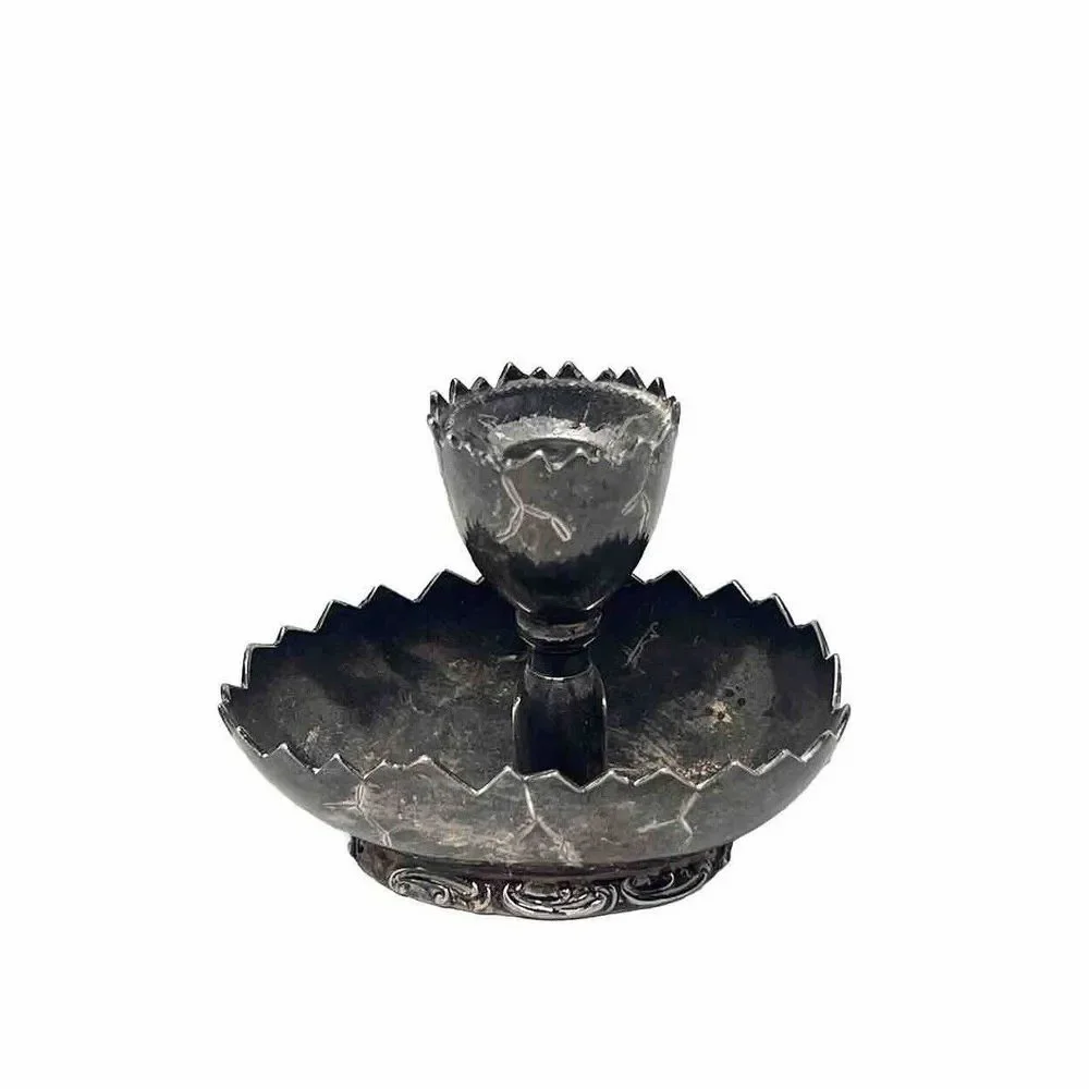 Antique Wilcox Silver Plate Miniature Candle Holder Bowl ‎ Vintage Silver Decor